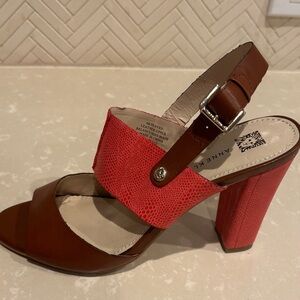 Anne Klein Red and Brown Sandals